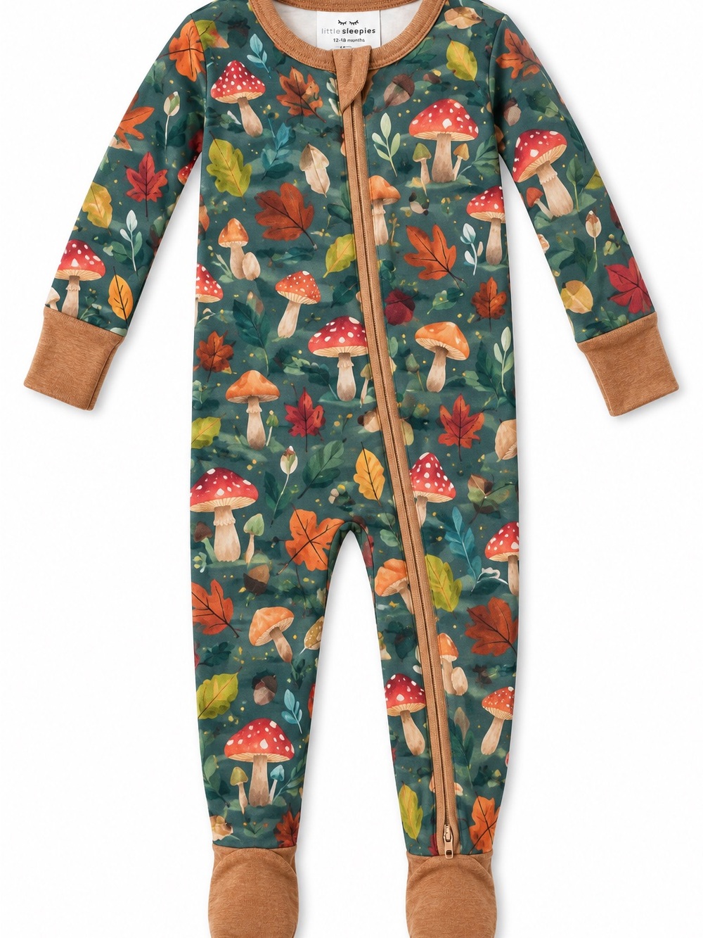 Little Sleepies Fall Mushroom Bamboo Zippy Pajamas 12-18M